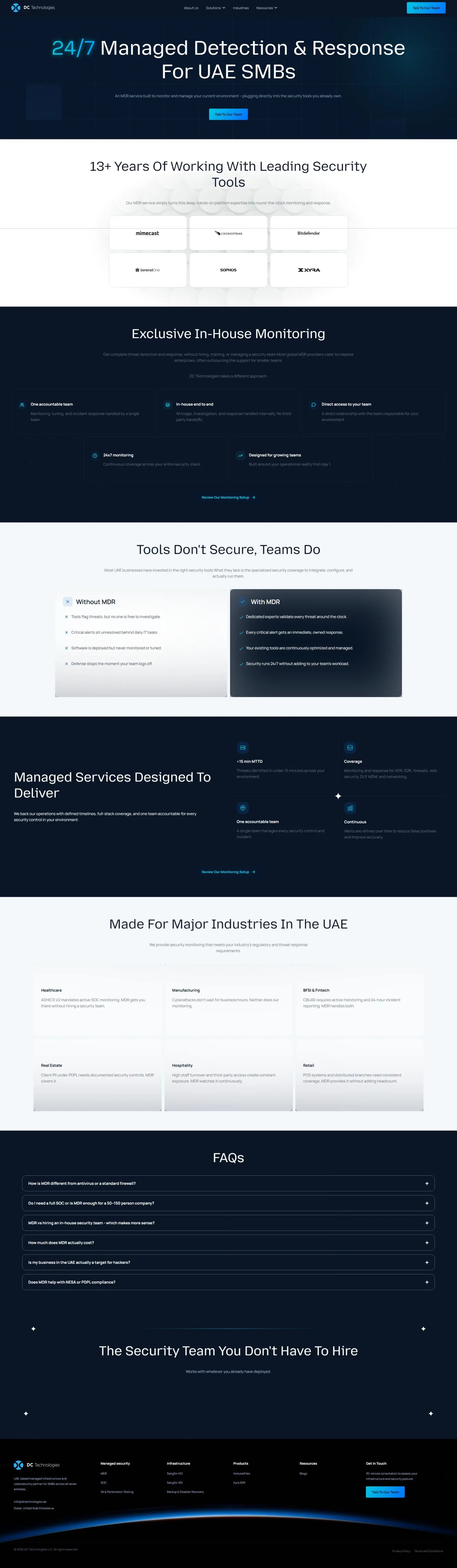 DC Technologies website after redesign