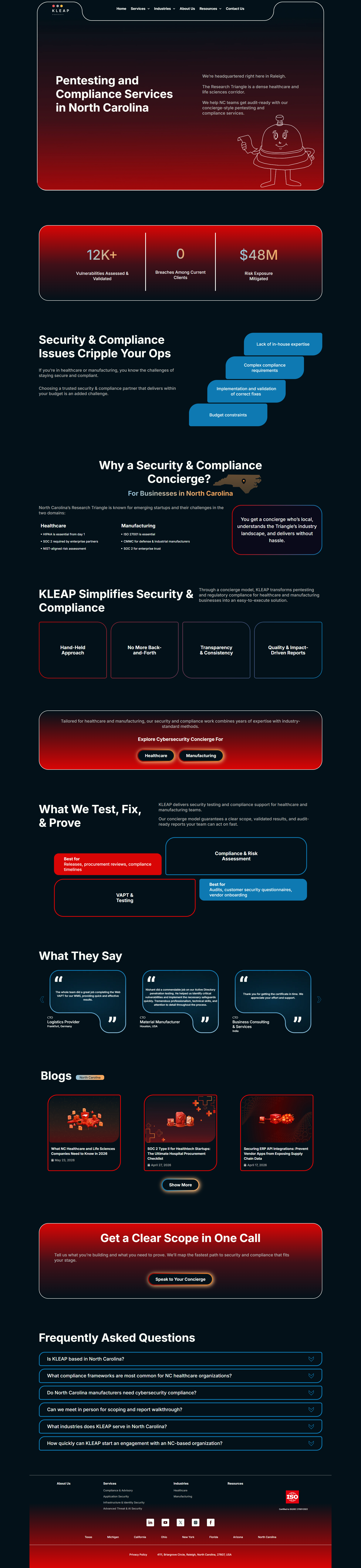 Kleap website after redesign