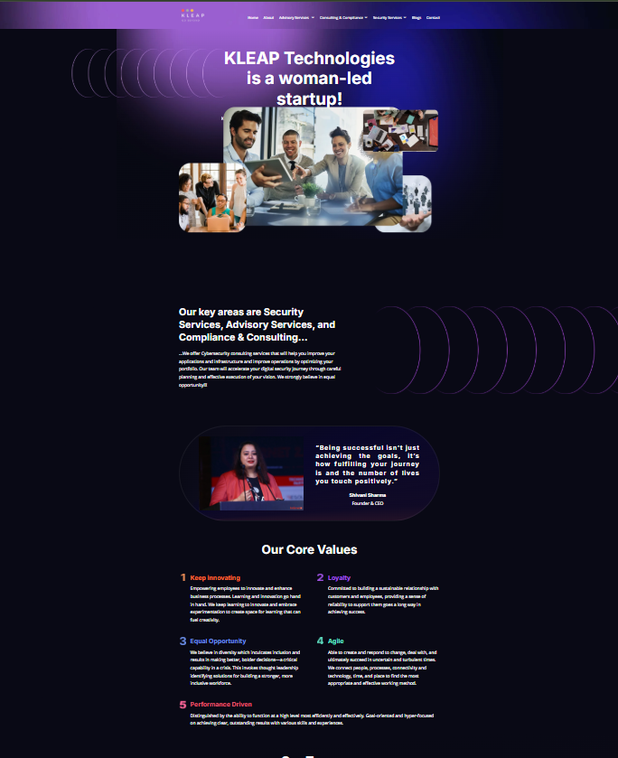 Kleap website before redesign